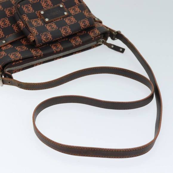 LOEWE Anagram Shoulder Bag Coated Canvas Orange Auth bs14487 - Picture 7 of 16